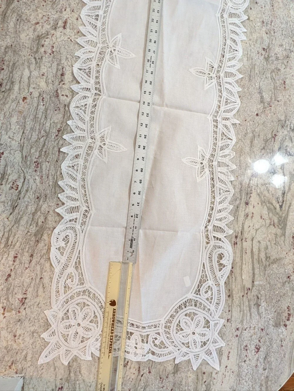 Battenberg Lace Table Runner By Tessile White 45